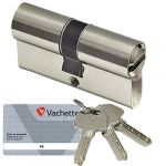 Vachette Cylindre de sécurité V6 - nickelé - 30x30 mm + 4 clés