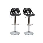 Miliboo Tabouret de bar design baroque noir lot de 2 BAROCCA