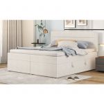 Lit coffre 140x200 cm - MODERNLUXE - Design minimaliste - Espace de rangement - T&ecirc;te de lit confortable