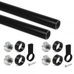 Emuca Kit tube de penderie circulaire &Oslash;28, 0,75 m, Peint en noir, Aluminium et Zamak