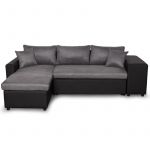 Canape dangle reversible convertible avec coffre et 2 poufs en microfibre et simili Gris Noir Atelier Mundo SA 242 Taille Nic &agrave; gauc