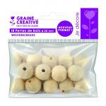Graine Cr&eacute;ative Sachet de 18 perles de bois &Oslash; 20 mm