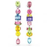 Swarovski Pendants D'Oreilles Gema Au design Asymétrique, Ornés de Cristaux Multicolores, en Métal Rhodié