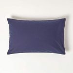 HOMESCAPES Taie d'oreiller 50x75 cm en 100% Coton &eacute;gyptien 200 Fils Coloris Bleu Marine