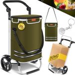 KESSER Chariot &agrave; provisions pliable avec capacit&eacute; de 56L et capacit&eacute; de charge jusqu'&agrave; 50 kg | Chariot 3in1, chariot & sac &agrave; bandouli&egrave;re | Chariot &agrave; provisions pliable