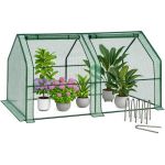 VOUNOT Mini Serre de Jardin à Toit Pointu avec 2 fenêtres avec Zip enroulables Bâche PE renforcée 135g/m2 pour semis Plantes Fleurs légumes 180x90x90cm Vert
