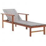 VidaXL Chaise longue Résine tressée et bois d'acacia massif Gris