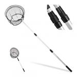 Relaxdays &Eacute;puisette de p&ecirc;che, Tige t&eacute;lescopique 60 - 130 cm, pliant, l&eacute;ger, stable, filet de 36 cm &Oslash;, noir-argent&eacute;