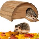 Abri Cabane Mangeoire H&eacute;risson Refuge &eacute;xt&eacute;rieur en bois massif Hibernation Brun moyen"Knut"