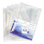 Waytex Pochettes Coins A4 Transparent lisse, 90 mic, sachet de 50