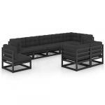 VidaXL Juego de muebles de jardín 9 pzas y cojines madera pino maciza