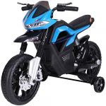 Homcom Moto électrique pour Enfants 25 W 6 V 3 Km/h Effets Lumineux et sonores roulettes Amovibles Bleu