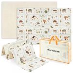 Mamabrum Tapis Enfant Pliable Double Face en Mousse Grand: 180 x 120 x 1 cm Tapis de Sol pour Apprendre à Ramper, Tapis de Jeu pour Enfants - Charmante Ville/Beige Sable