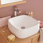 Vasque carrée à poser en céramique blanche 39 cm inu - Blanc