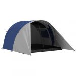 Outsunny Tente de camping familiale 3-4 pers. - tente tunnel double toit sac inclus - fibre verre polyester bleu gris
