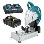 Tronçonneuse à métaux MAKITA 2x18V - Ø355 mm - 2 bat. Li-Ion 6Ah + chargeur double & disque à tronçonner