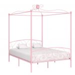 VidaXL Cadre de lit à baldaquin Rose Métal 160 x 200 cm