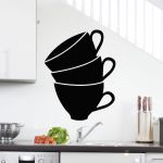 Ambiance Sticker Ardoise Tableau Noir - Stickers Muraux Adh&eacute;sif Effa&ccedil;able - Lot de Tasses - H55 x L45 cm