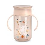 Suavinex Tasse Apprentissage pour Bébé, avec Disque Anti-Fuite, Magic Cup Rebord Antifuite 360°, Anses Amovibles, Couvercle Hygiénique, Compatible Lave-Vaisselle, 340 ml, +12 Mois, Wonderland, Rose