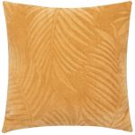 Atmosphera Coussin d&eacute;coratif Flanelle Jaune Ocre motifs en relief 40 x 40 cm