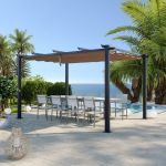 Tonnelle 3x4m avec toile rétractable en aluminium gris taupe
