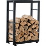 CLP Porte-bûches pour bois de cheminée Keri V2 noir 25x60x80 cm