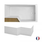Jacob Delafon Baignoire bain douche compacte Neo + tablier de baignoire, 180 X 70/90 - version droite