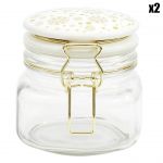 The home deco factory Set de 2 bocaux en verre couvercle céramique