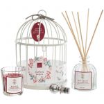 Atmosphera Coffret Cage en m&eacute;tal avec Flacon Diffuseur et Bougie Lola collection Po&eacute;sie &agrave; l'anglaise Bordeaux