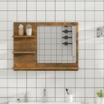 VidaXL Miroir de bain Ch&ecirc;ne fum&eacute; 60x10,5x45 cm Bois d'ing&eacute;nierie