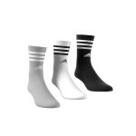 Adidas Set Di 3 Paia Di Calze Alte, Chaussettes, Heather Gris Moyen/Blanc/Noir/Blanc, Xl, Unisexe-Adulte
