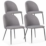 Chester Lot de 4 chaises en tissu anthracite