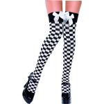 Smiffy's Bas damier avec noeud blanc femme TAILLE UNIQUE