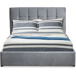 Cotecosy Lit double Luftani avec sommier relevable 160x200cm Velours Argent