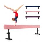 Costway Poutre De Gymnastique De 226 Cm Avec Pieds Et Roues En Métal, Hauteur Réglable À 3 Niveaux Pour Enfants Gymnastes Rose