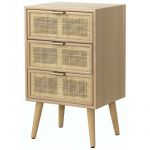Calicosy Casame - casâme - Commode 3 Tiroirs Façade en Cannage Rotin Naturel - Bois clair