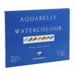 Clairefontaine 96406C Fontaine Aquarelle bloc coll&eacute; 4 c&ocirc;t&eacute;s 25F 24x30cm 300g grain demi-satin&eacute; Blanc