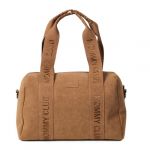 Childhome Sac A Langer Bebe, Mommy Bag, Matelas a langer bebe Inclus, Nombreux Rangements, Attaches poussette, Bandoulière, Matière Suède, 22L, Mommy Club Signature, Noisette