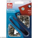 Prym %u0152illets Plus Rondelles, en métal, Laiton Antique, 8 mm, 24 Pièces