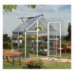 Palram Hybrid Serre de Jardin - Murs an Polycarbonate Transparent - Toit en Polycarbonate Translucide, Cadre Aluminium, Base inclue - Argent