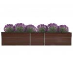 VidaXL Lit sur&eacute;lev&eacute; de jardin Acier galvanis&eacute; 400x80x77 cm Marron