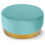 Menzzo Pouf Rond Daisy Velours Menthe Pied Or