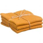 Declikdeco Lot de 3 essuie-mains tricotés Izan recyclés Tournesol