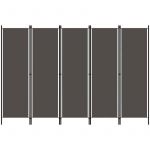 VidaXL Cloison de s&eacute;paration 5 panneaux Anthtracite 250x180 cm