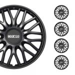 sparco Enjoliveurs Roma - 14-Pouces - Gris/Noir - Set de 4 pi&egrave;ces