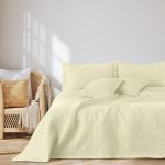 AmeliaHome Couvre-lit 240 x 260 cm - Couvre-lit ultrasonique matelassé - Polyester Ophelia - Crème