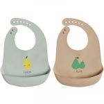 Lot de 2 Bavoirs en SIlicone - Camel et Gris