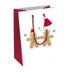 Clairefontaine X-30900-3C - Un Sac Cadeau Kraft- Format Moyen - 21,5x10,2x25,3cm - 210g - Motif : Pain D'Épices, Blanc Sur Kraft- Emballage Cadeau, Idéal pour : Livre, Jeu, Petits cadeaux, Medium