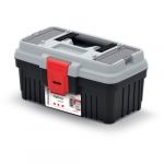 Bo&icirc;te &agrave; outils avec porte-outils - Poign&eacute;e ergonomique - Couvercle robuste en ABS - Fermetures de serrage - 296 x 178 x 153 mm - Gris