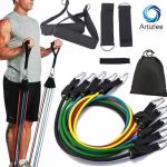 Bandes de R&eacute;sistance Set Elastiques, Artizlee Kit de 11 Accessoires Musculation Bandes de Fitness Exercice Elastiques Yoga Pil&acirc;tes G